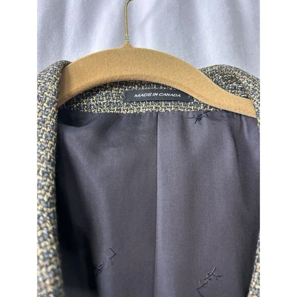 VTG Yves Saint Laurent forDillards Silk Wool Blazer Jacket Size 46R Tweed